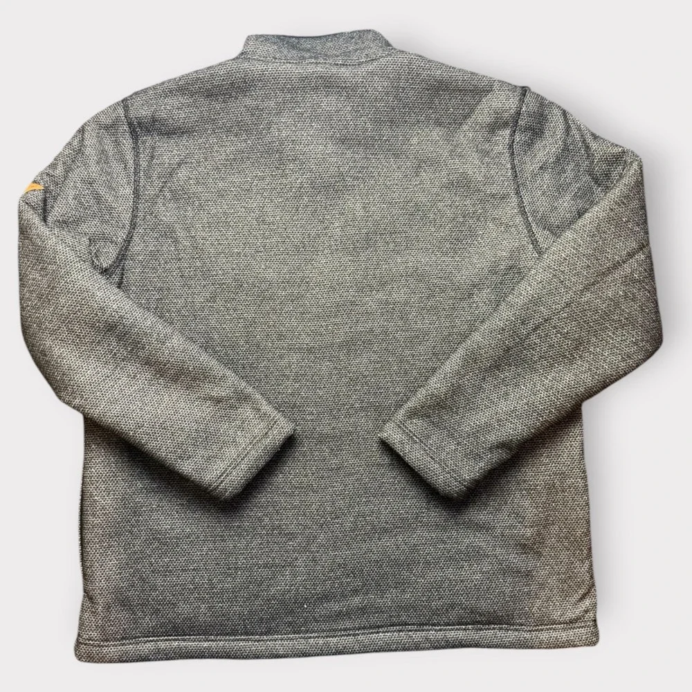 Orvis Mens XL Gray Sherpa Lined Quarter Zip Pullover Textured Knit Sweater